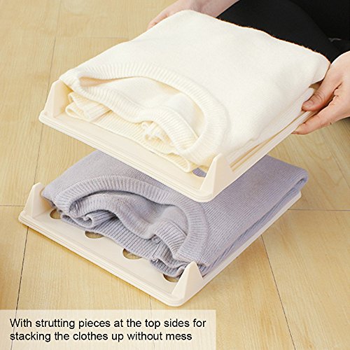 Baffect Plegable Organizadores de Armario Camisa de la Camisa, Conjunto de 5 Camisetas Divisor Organizador de la estantería Cajón de Armario Ropa de lavandería Camisa de la Carpeta Plegable Junta (L)