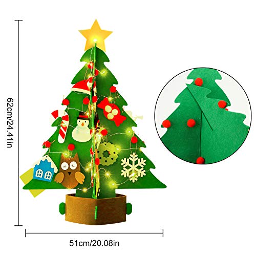 Bageek árbol de navidad de fieltro diy,3D Árbol de Navidad Artificial de Fieltro DIY Fieltro Árbol de Navidad para Niños DIY del árbol de Navidad Decoración