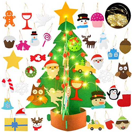 Bageek árbol de navidad de fieltro diy,3D Árbol de Navidad Artificial de Fieltro DIY Fieltro Árbol de Navidad para Niños DIY del árbol de Navidad Decoración