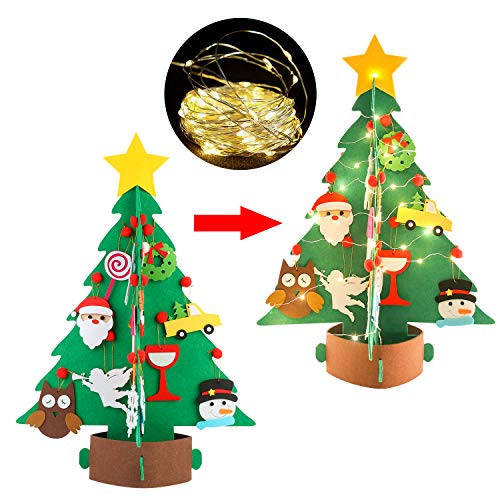 Bageek árbol de navidad de fieltro diy,3D Árbol de Navidad Artificial de Fieltro DIY Fieltro Árbol de Navidad para Niños DIY del árbol de Navidad Decoración