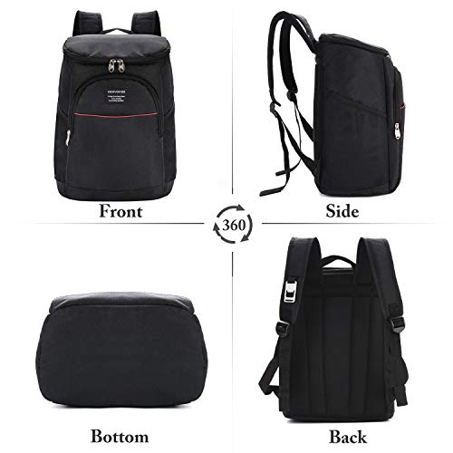 Bageek Mochila Nevera Mochila Termica Porta Alimentos De Refrigeración Lsotermica Aislado Resistente Al Agua Portátil Mochila De Refrigeración Suave para La Playa/Picnic/Día De Campo/Barbacoa (Negro)