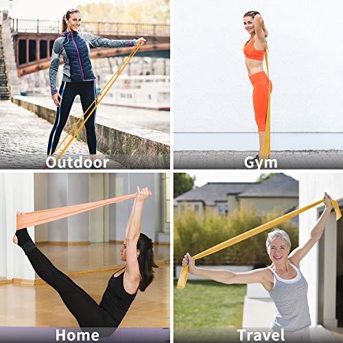 BAGLOBAL Bandas de Resistencia Banda de Gimnasia de 4 Piezas Banda de Gimnasia de látex Natural Theraband con Instrucciones de Ejercicios para la construcción de músculos, Yoga, Gimnasia, etc.