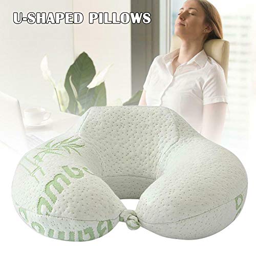 Baifeng Almohada cervical para avión viaje de fibra de bambú viscoelástica almohada en forma de U para adultos viajes