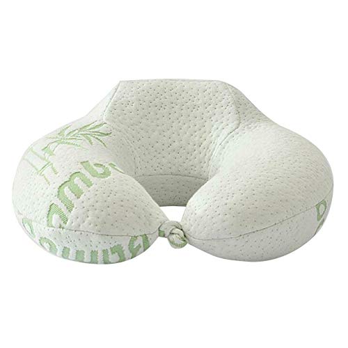 Baifeng Almohada cervical para avión viaje de fibra de bambú viscoelástica almohada en forma de U para adultos viajes