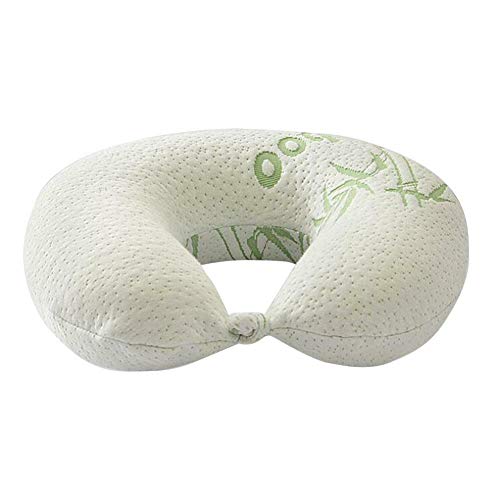 Baifeng Almohada cervical para avión viaje de fibra de bambú viscoelástica almohada en forma de U para adultos viajes