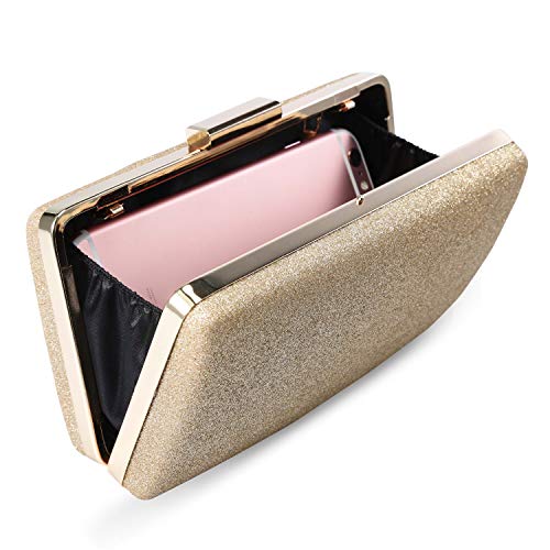 BAIGIO Bolso de Fiesta Noche de Moda para Mujer Brillante Bolsas de Embrague Hard Shell Bling Clutches para Ceremonias, Bodas, Evento, Cita, Fiesta Cócteles (Dorado)