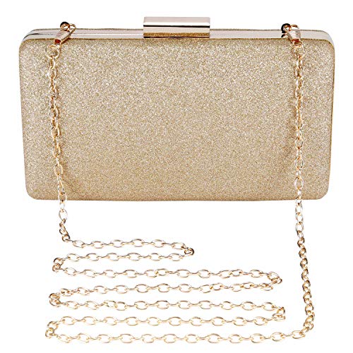BAIGIO Bolso de Fiesta Noche de Moda para Mujer Brillante Bolsas de Embrague Hard Shell Bling Clutches para Ceremonias, Bodas, Evento, Cita, Fiesta Cócteles (Dorado)