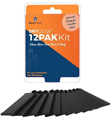 BaKblade 2.0; Cuchillas de Afeitar Desechables Paquete de 12 Hojas de Afeitar para un Afeitado Suave y Seguro de Espalda y Cuerpo DryGlide 9 cm de ancho