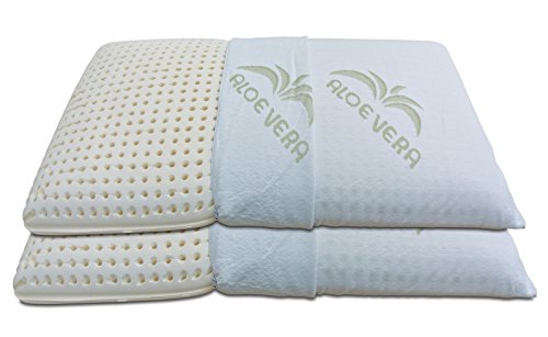 Baldiflex Pack de 2 Almohadas de Látex Perforada Modelo Jabón 70x40 Massage Ultra Transpirable Funda 100% Aloe Vera Extraíble y Lavable