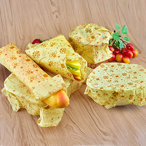 BALFER® Envoltorios Cera de Abeja(8Pcs,10-35cm), Reutilizable Envolver,Lavables,Eco Friendly, Zero Waste. Beeswax Wrap Mantiene Alimentos Fresco para Sándwich, Bocadillos, Frutas etc.