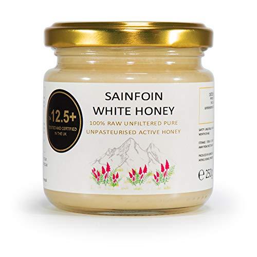 BAL.HONEY La Miel Pipirigallo Activa 12.5+ Tarro de vidrio de 250 gramos de miel blanca | 100% natural crudo puro sin pasteurizar sin filtrar