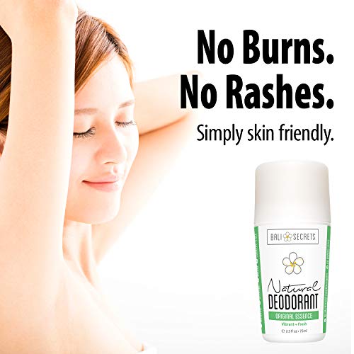 Bali Secrets Desodorante Natural- Orgánico y Vegano- Para Mujeres y Hombres- Frescura Todo el Día- Protección Confiable y Duradera- 2.4 fl.oz/75ml Aroma: Esencia Original
