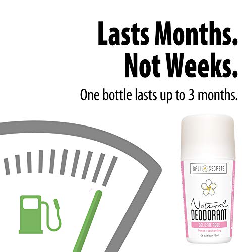 Bali Secrets Desodorante Natural- Orgánico y Vegano- Para Mujeres y Hombres- Frescura Todo el Día- Protección Confiable y Duradera- 2.4 fl.oz/75ml Aroma: Rosa Delicada