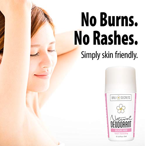 Bali Secrets Desodorante Natural- Orgánico y Vegano- Para Mujeres y Hombres- Frescura Todo el Día- Protección Confiable y Duradera- 2.4 fl.oz/75ml Aroma: Rosa Delicada