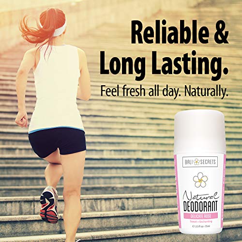 Bali Secrets Desodorante Natural- Orgánico y Vegano- Para Mujeres y Hombres- Frescura Todo el Día- Protección Confiable y Duradera- 2.4 fl.oz/75ml Aroma: Rosa Delicada