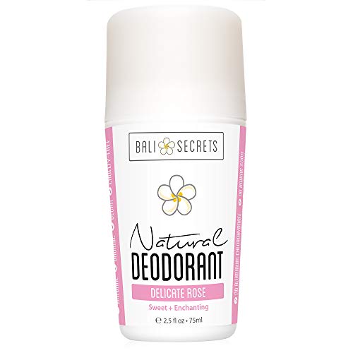 Bali Secrets Desodorante Natural- Orgánico y Vegano- Para Mujeres y Hombres- Frescura Todo el Día- Protección Confiable y Duradera- 2.4 fl.oz/75ml Aroma: Rosa Delicada