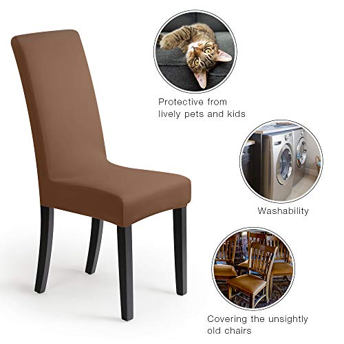 BalladHome®Fundas para sillas Pack de 4 Fundas sillas Comedor Fundas elásticas, Cubiertas para sillas,bielástico Extraíble Funda, Muy fácil de Limpiar, Duradera (Paquete de 4, Beige-Piedra)