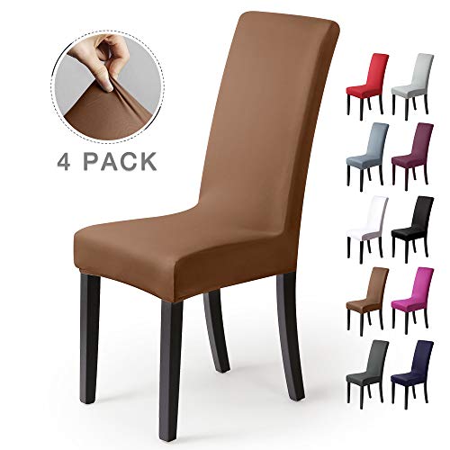 BalladHome®Fundas para sillas Pack de 4 Fundas sillas Comedor Fundas elásticas, Cubiertas para sillas,bielástico Extraíble Funda, Muy fácil de Limpiar, Duradera (Paquete de 4, Beige-Piedra)