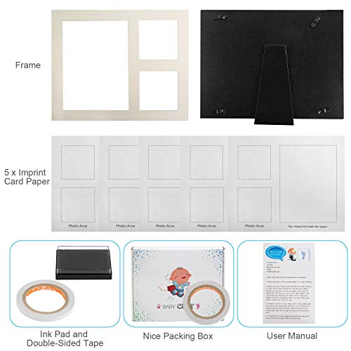 Ballery Marco Huella Bebe, No Tóxico seguro Kit de Marco Para Manos y Huellas de Bebé para Niño y Niña Recuerdo Memorable Portafotos Huella Bebe Regalos Originales para Recien Nacidos
