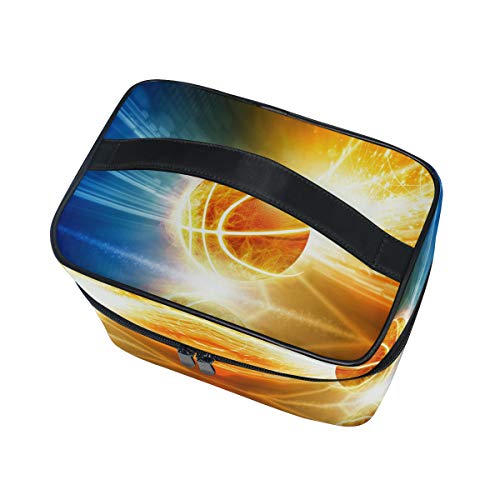 Baloncesto De Hielo De Fuego Organizador Bolsa de Cosméticos Bolsas Neceseres de Maquillaje Estuche de Aseo de Tocador para Mujeres Señoras Niñas