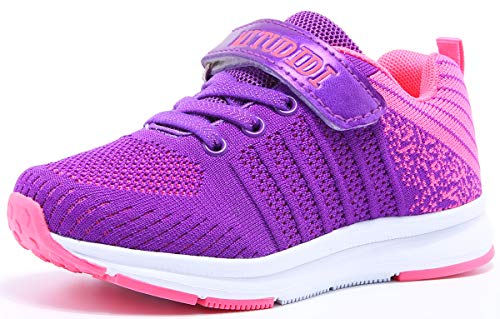 Baloncesto Zapatillas Niñas Velcro Zapatillas Niños de Deporte Niña Zapatillas de Correr Niño Zapatillas de Gimnasia Tenis Trotar Runners Trainers Running Zapatillas Zapatos Morado 26 EU