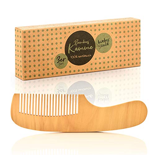 bambuswald© Peine ecológico de 100% bambú - para mujeres hombres niños - para cabello y barba ǀ Peine de madera Peine natural con mango ǀ Peine de bolsillo para viajes