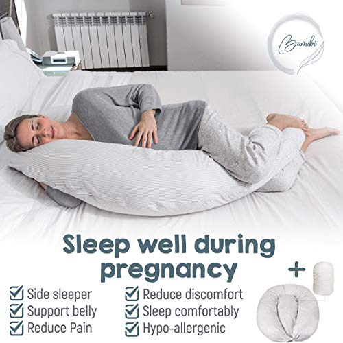 Bamibi® Almohada Embarazada y Cojín Interno Multifuncional, Cojín Lactancia Bebé, Cama Nido Bebé. Fundas de Algodón, Relleno de Poliéster. Protector Cuna, Lavable