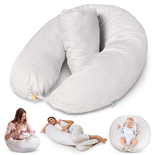 Bamibi® Almohada Embarazada y Cojín Interno Multifuncional, Cojín Lactancia Bebé, Cama Nido Bebé. Fundas de Algodón, Relleno de Poliéster. Protector Cuna, Lavable
