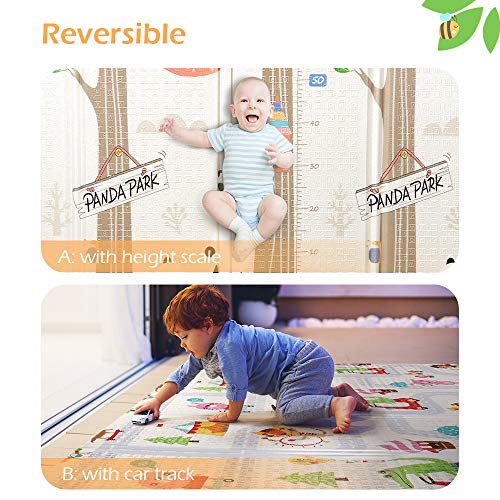 Bammax Alfombra Niños (197 * 177 cm, 15 mm de Espesor), Alfombra de Juegos de XPE, Colchoneta de Juegos Plegable, Alfombra de Doble Cara, Suelo Bebe de Patrón de Panda, Impermeable, No tóxico