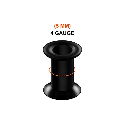 BanaVega 2 piezas de silicona negra doble acampanada calibre de silla de montar pendiente túnel lóbulo de oreja dilatador piercing joyería elegir tamaños