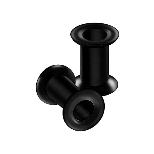 BanaVega 2 piezas de silicona negra doble acampanada calibre de silla de montar pendiente túnel lóbulo de oreja dilatador piercing joyería elegir tamaños