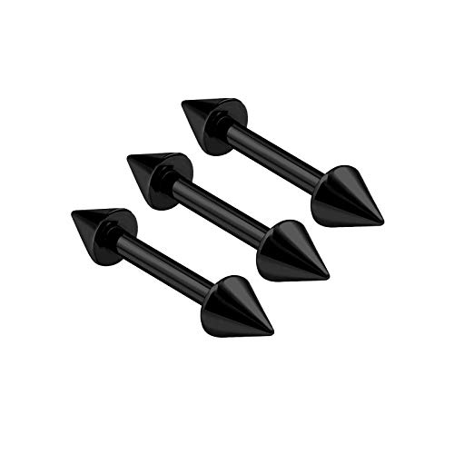 BanaVega - 3 piercings de acero quirúrgico, calibre 16, 6 mm, 8 mm, 10 mm, 3 mm, diseño de tragus