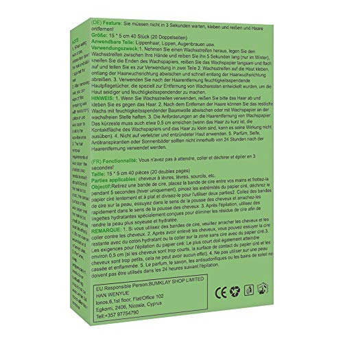 Bandas De Cera Faciales, Cera de eliminación de vello facial para mujeres, Face Cold Wax Strips Facial Strip Cera Depilación Tiras de cera para mentón, cejas y labio superior, rayita