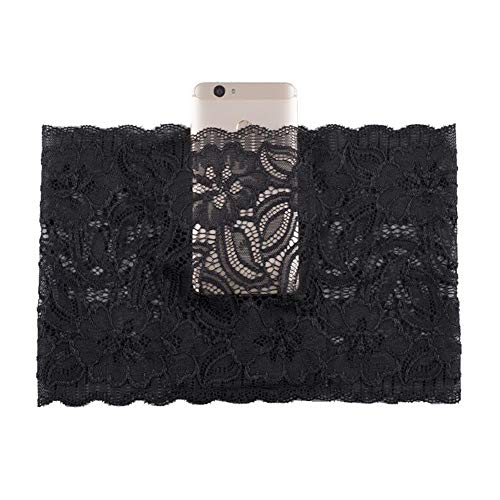 Bandas elásticas antirozaduras para el muslo y adelgazamiento sexy, banda de encaje suave para evitar rozaduras en los muslos. Negro con bolsillo. L