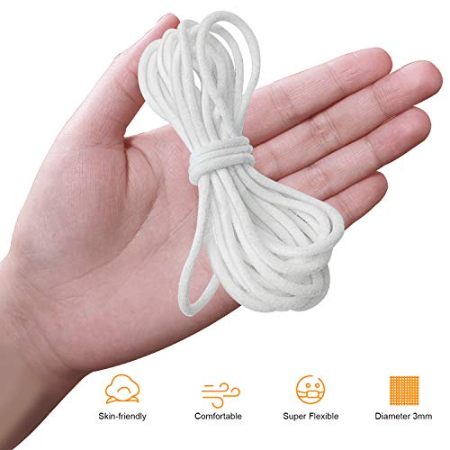 Bandas elásticas Correas elásticas Cordón elástico redondo Elástico Cuerda elástica para “hazlo tú mismo” Ropa Hacer, Costura Tejido y Artes y manualidades (50M, 3mm)