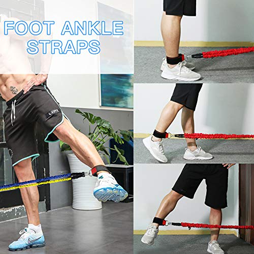 Bandas Elásticas de Fitness Bandas Ejercicio 5pcs Cuerdas Elásticas Gomas Entrenamiento Set de Banda de Resistencia Anclaje para Puerta, Correas de Tobillo, Entrenamiento en Suspensión para Ejercicios