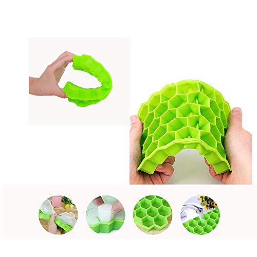 Bandeja de hielo de silicona CaiCaiNiu, 3 paquetes de 37 moldes para cubitos de hielo con tapa a prueba de salpicaduras y 1 pinza para hielo para bebidas frías, cócteles y papillas caseras.