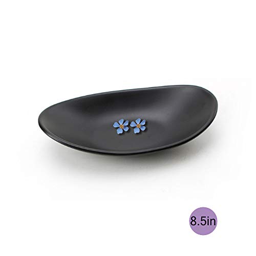Bandeja de Plato de Porta Anillos y Joyas Organizador de la Llave de la joyería Negro, Plato de la decoración del aparador para Entrada habitación Central (Oval)