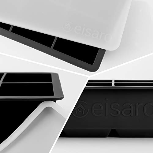 Bandejas de hielo de silicona con tapas, molde de hielo de gran tamaño, fácil de quitar y sin BPA para alimentos para bebés, whisky, cócteles, juego de 2, negro