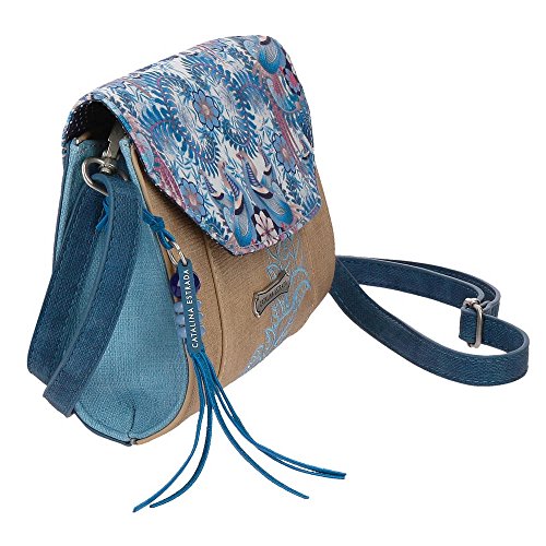 Bandolera Catalina Estrada Faisan tipo sobre Azul