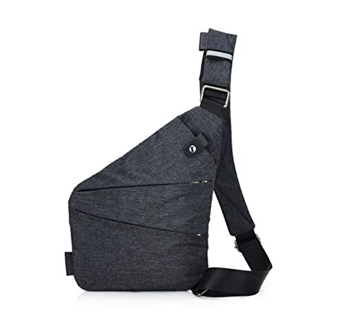 Bandolera Ovecat, cruzada al hombro, por el pecho o la espalda, mochila antirrobo, para hombre y mujer, gris oscuro, small