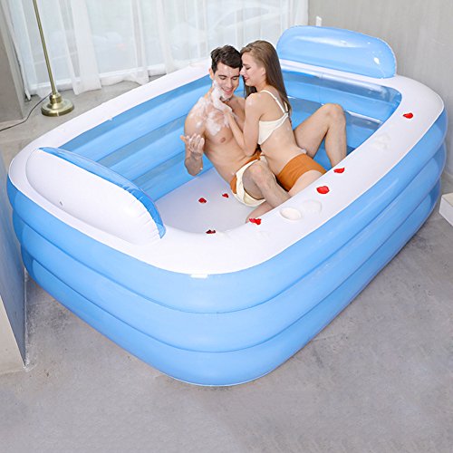 Bañera De Baño Inflable Plegable Gigante para Dos Personas SPA Adulto Bañera De Pie Cómoda Libre, Espesar La Bañera De Masaje Casero Remojo con La Bomba De Aire Eléctrica Respaldo Doble 260 litros