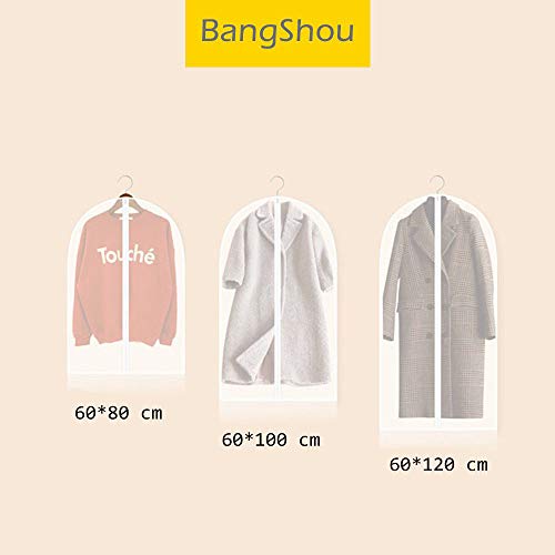 BangShou Fundas de Ropa Juego de Fundas de Ropa Transpirables,Bolsas de Ropa a Prueba de Polvo,con Cremallera Completa y Agujero Superior para Gancho de Percha (60 X 80CM)