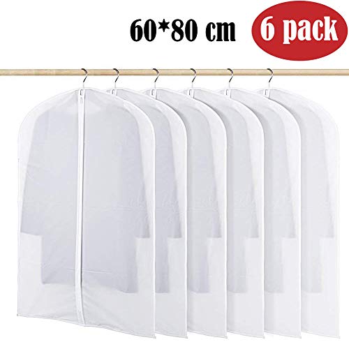 BangShou Fundas de Ropa Juego de Fundas de Ropa Transpirables,Bolsas de Ropa a Prueba de Polvo,con Cremallera Completa y Agujero Superior para Gancho de Percha (60 X 80CM)