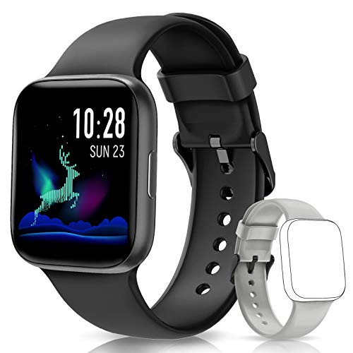 BANLVS Smartwatch, Reloj Inteligente Impermeable IP68 Pantalla Táctil de 1.54" con Pulsómetro, Monitor de sueño, Notificaciones Inteligentes,Podómetro Pulsera Actividad Inteligente para Hombre y Mujer