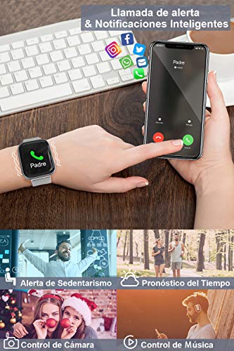 BANLVS Smartwatch Reloj Inteligente IP67 con Correa Reemplazable Pulsómetro, Monitor de Sueño, Presión Arterial, 1.4 Inch Pantalla Táctil Completa Reloj Inteligente para Mujer Hombre