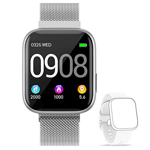 BANLVS Smartwatch Reloj Inteligente IP67 con Correa Reemplazable Pulsómetro, Monitor de Sueño, Presión Arterial, 1.4 Inch Pantalla Táctil Completa Reloj Inteligente para Mujer Hombre
