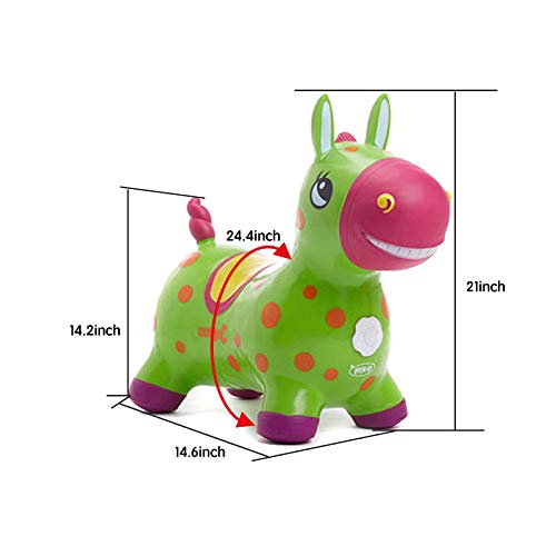 Baobe Horse Ride On, Caballo para Saltar Bomba Inflable Incluida, Caballo Inflable, Caballo de Salto para Niños con el Mejor Caucho Ecológico (Verde)