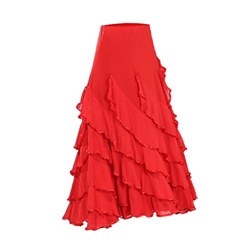 Baoblaze Vestido de Flamenca Ropa de Baile Accesorios de Mujer Falda de Tango - Rojo, 920cm