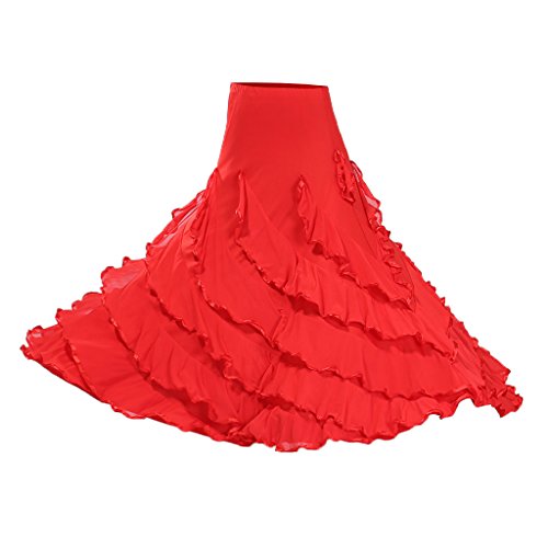 Baoblaze Vestido de Flamenca Ropa de Baile Accesorios de Mujer Falda de Tango - Rojo, 920cm